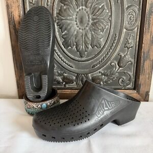 Calzuro Bihos Clog Women sz 42-43  8-9 Black Perforated Nurse Shoe Made In Italy